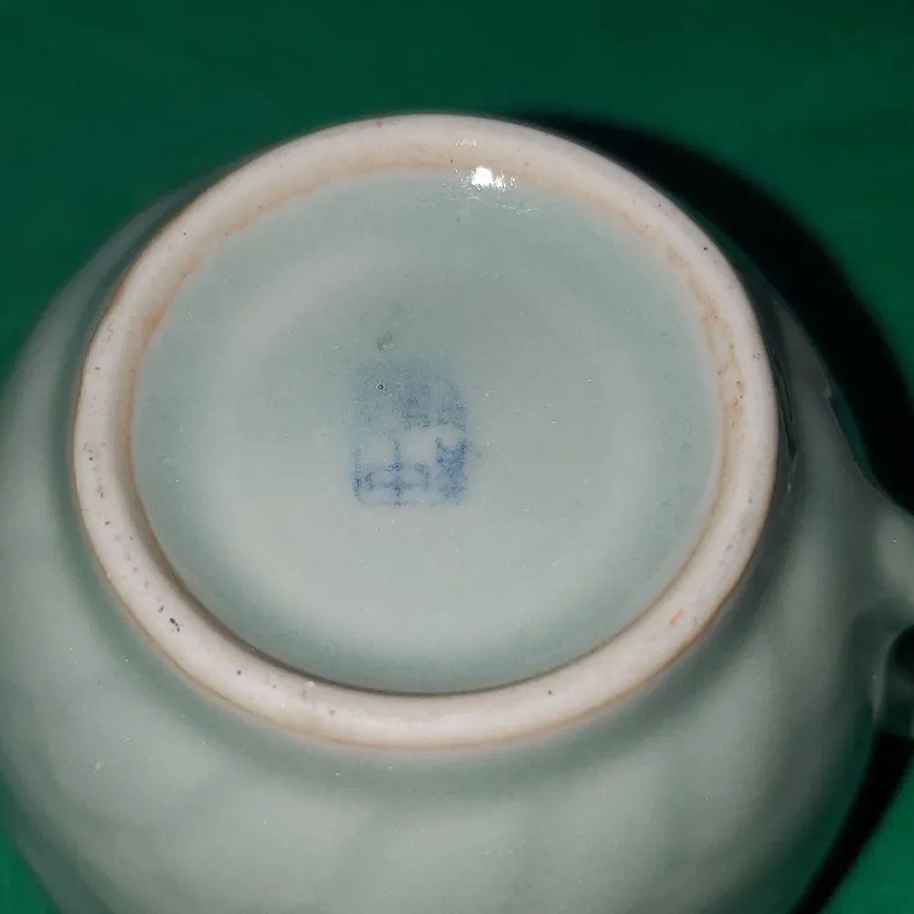 Vintage Longquan Celadon Koi Carp Fish Tea Cup Saucer 6 0z.